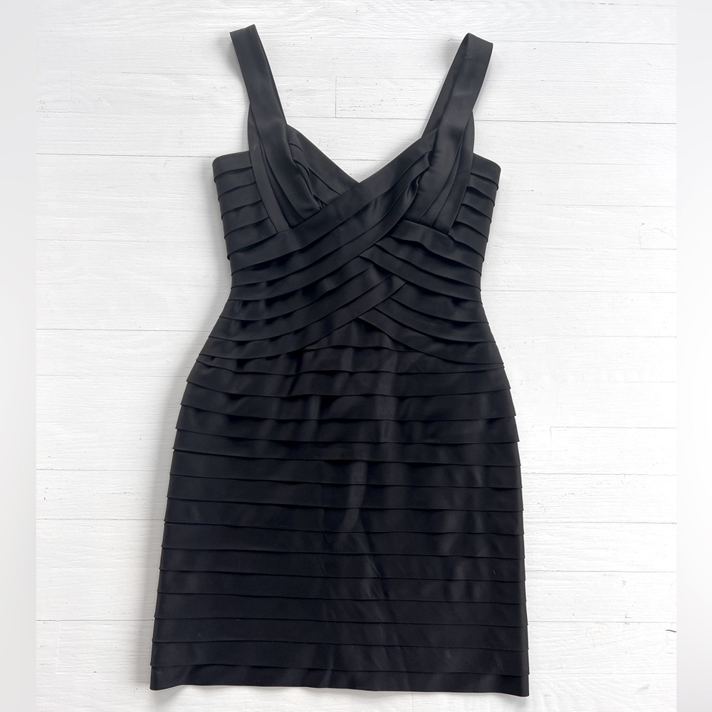 BCBG MaxAzria black satin bodycon dress